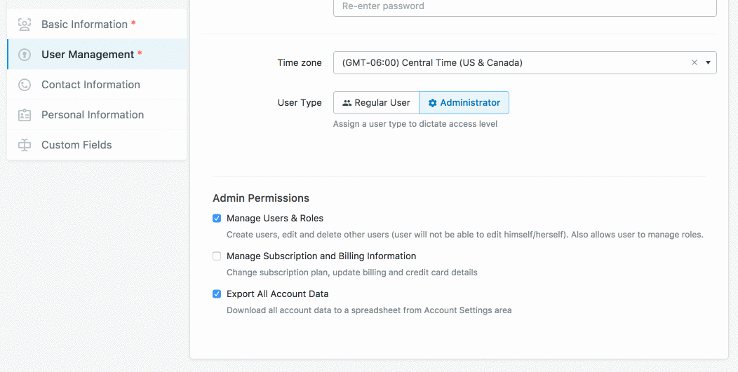 New User Permissions and Customizable Roles