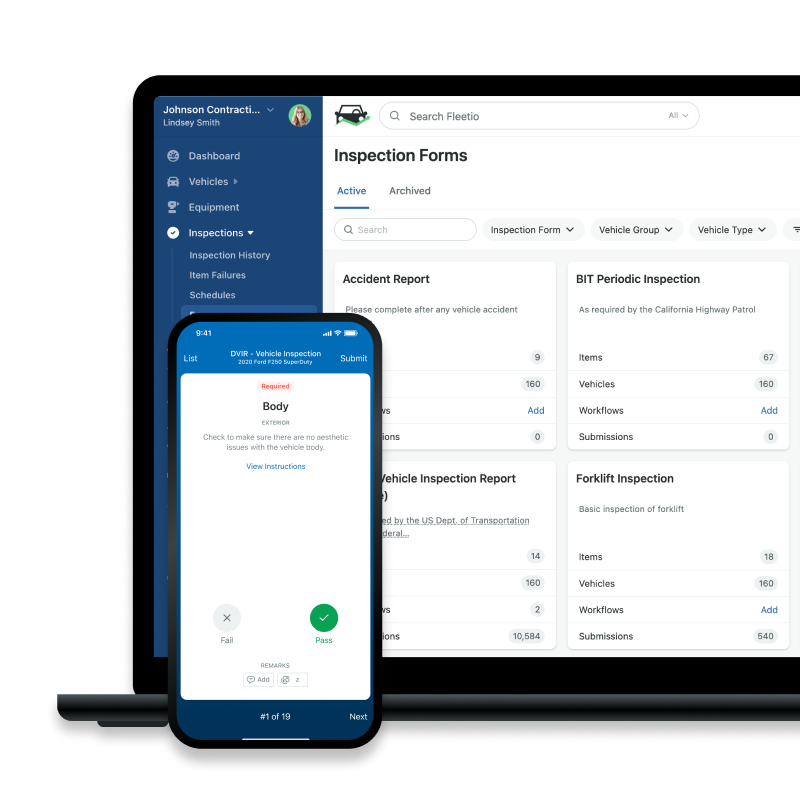 Fleetio's vehicle inspection software
