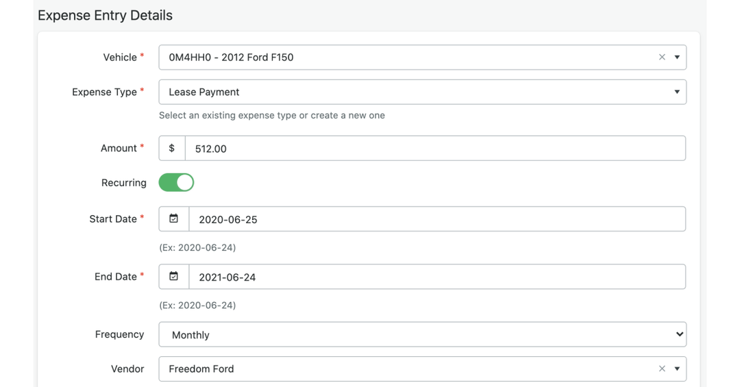 Easily Create Recurring Expenses for More Accurate TCO Tracking