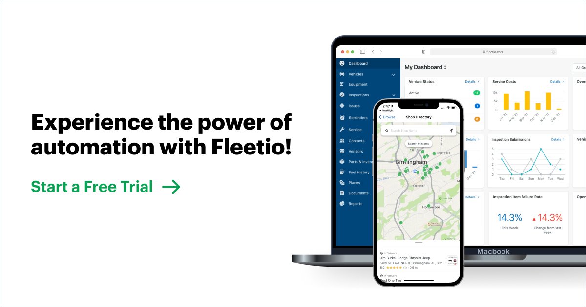 click here to start your free trial of fleetio