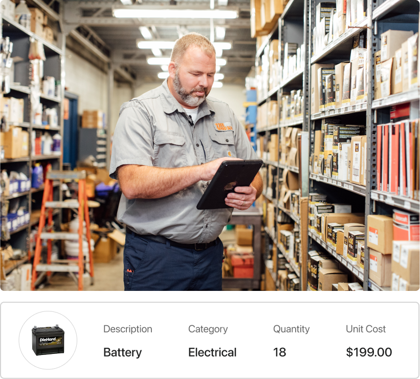 User managing parts inventory with Fleetio