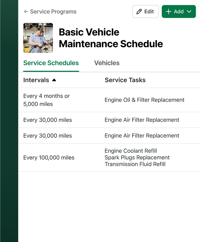 Example of a maintenance service program in Fleetio