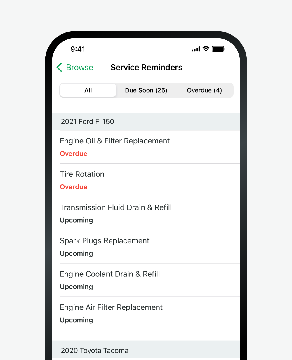 Example of vehicle service history in Fleetio spotlight example 2