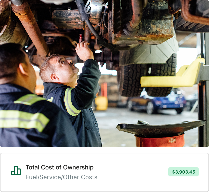 Fleetio's total cost of ownership report gives a breakdown of costs