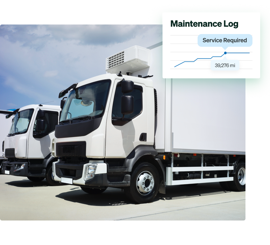 Checking a food delivery vehicle's maintenance log in Fleetio's food and beverage management platform.