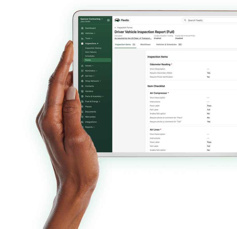 Fleetio government asset management software displaying a fleet maintenance schedule.