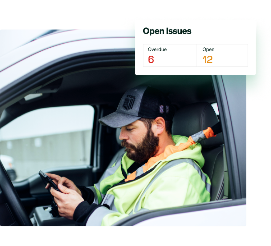 A government fleet employee using Fleetio Go.