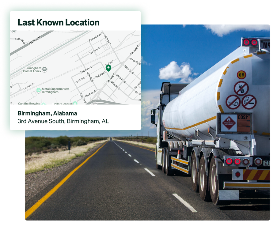 Last known location of oil and gas fleet equipment using fleet management software.