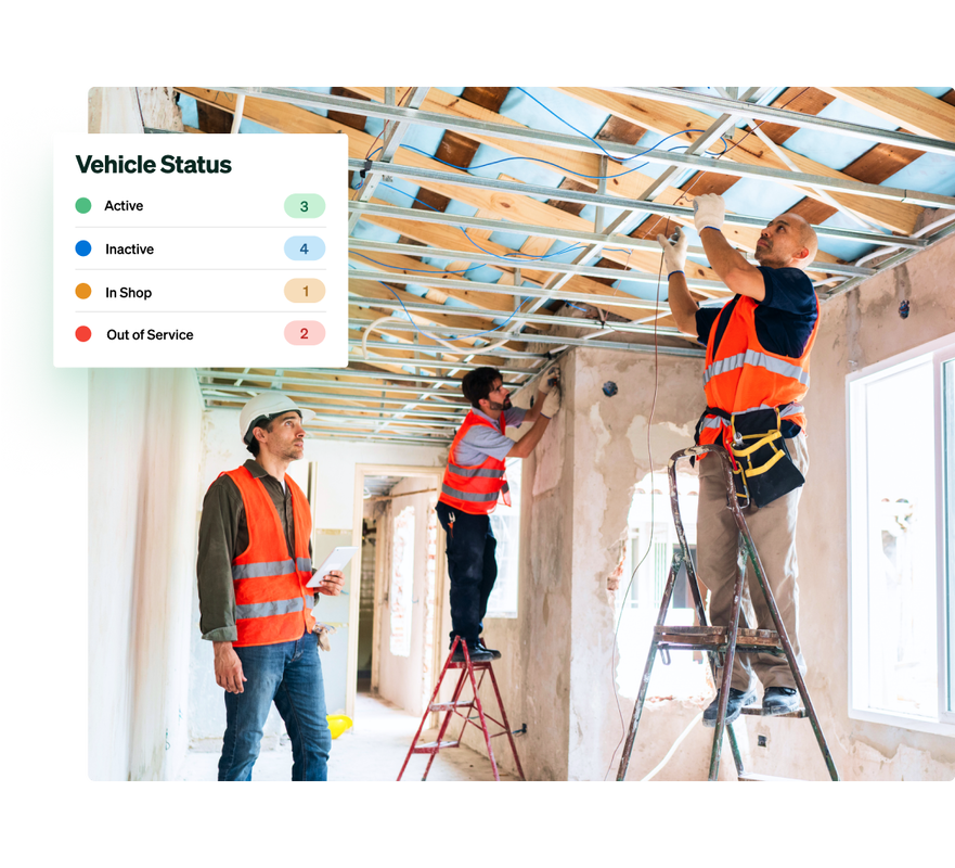 Service providers performing framing work on a house.