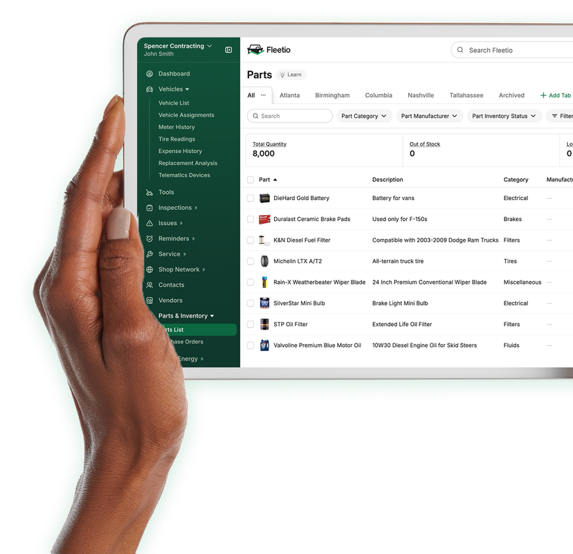 Fleetio trucking asset management software displaying a fuel report.