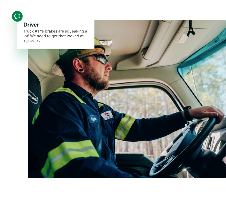 A driver commenting on an inspection item in Fleetio's utility management platform.