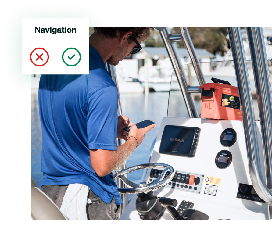 Last known location of vessel fleet equipment using fleet management software.