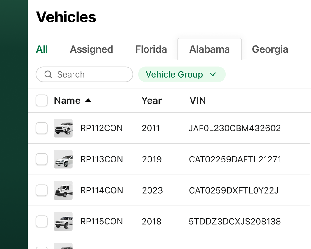 vehicle groups by location