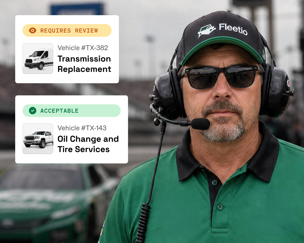 Image of a pit crew member with fleetio work order insights