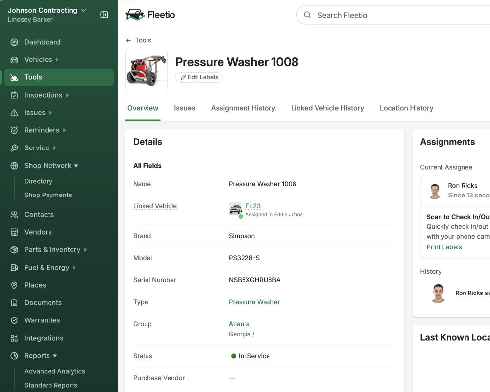 Tool inventory spreadsheet equipment product image