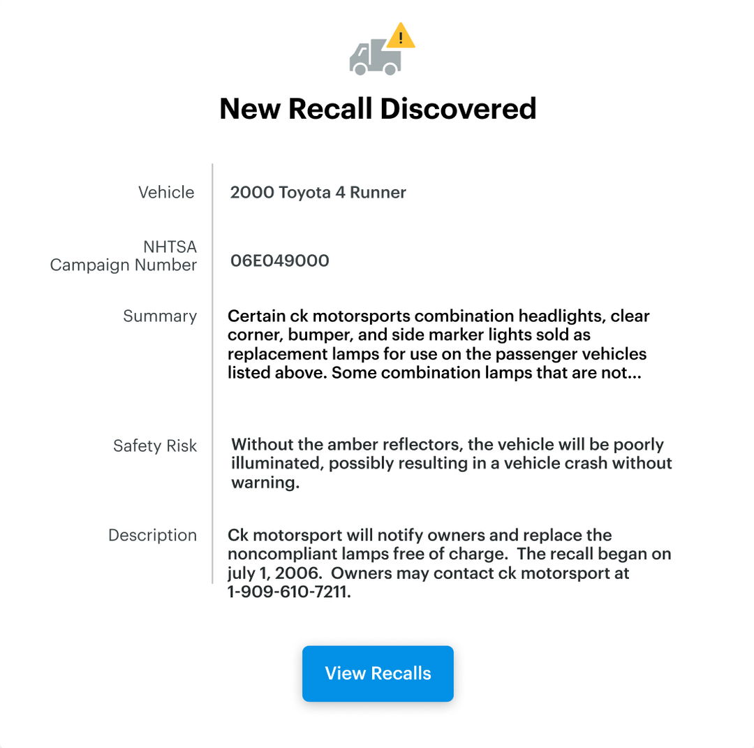 Vehicle Safety Recalls in Fleetio Fleet Management Software