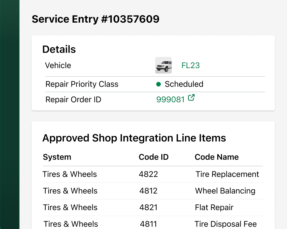 Example of service history with automation in Fleetio