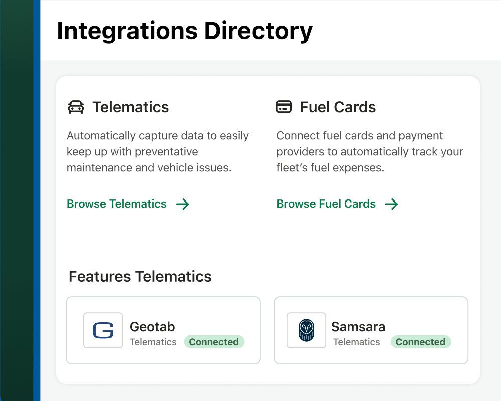 Example of Fleetio dashboard