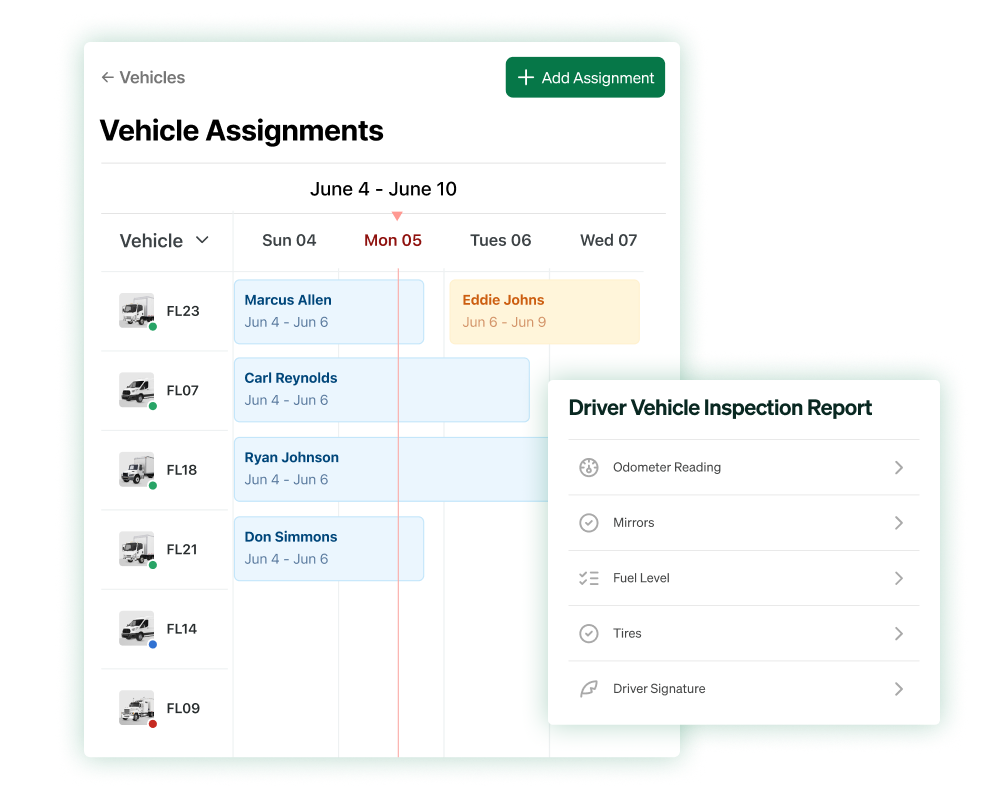 Driver assignments & inspections