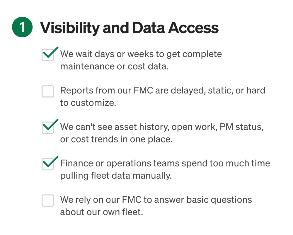preview of checklist content with sample questions and sections