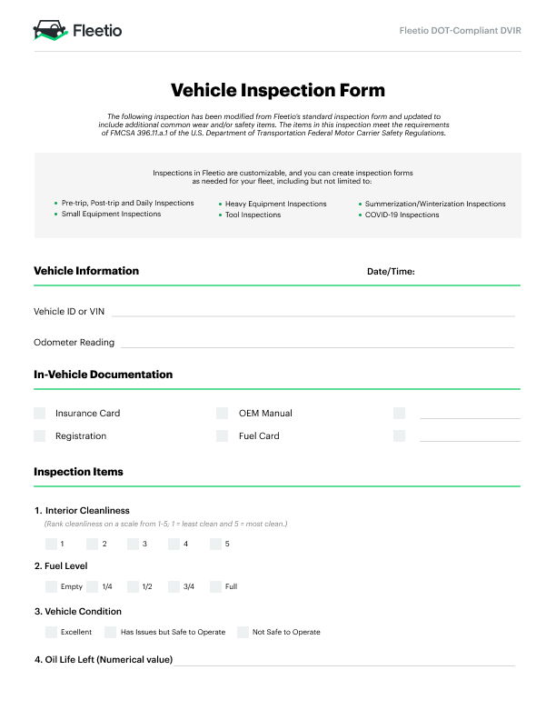 Download our Vehicle Inspection Form Tool - Fleetio