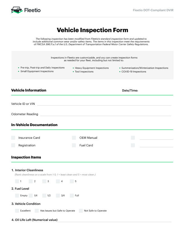 Vehicle Inspection Form