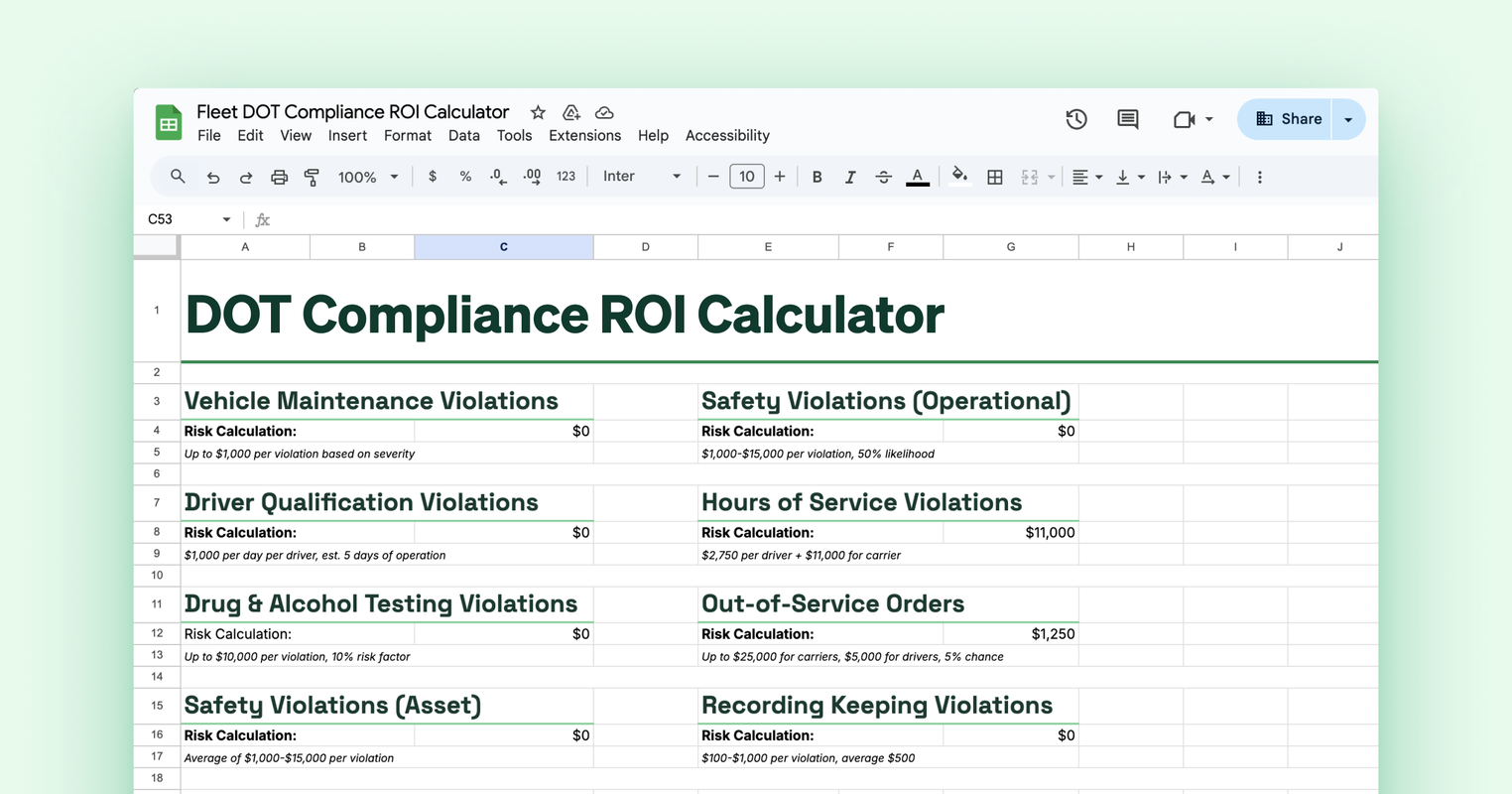 Fleet DOT Compliance ROI Calculator