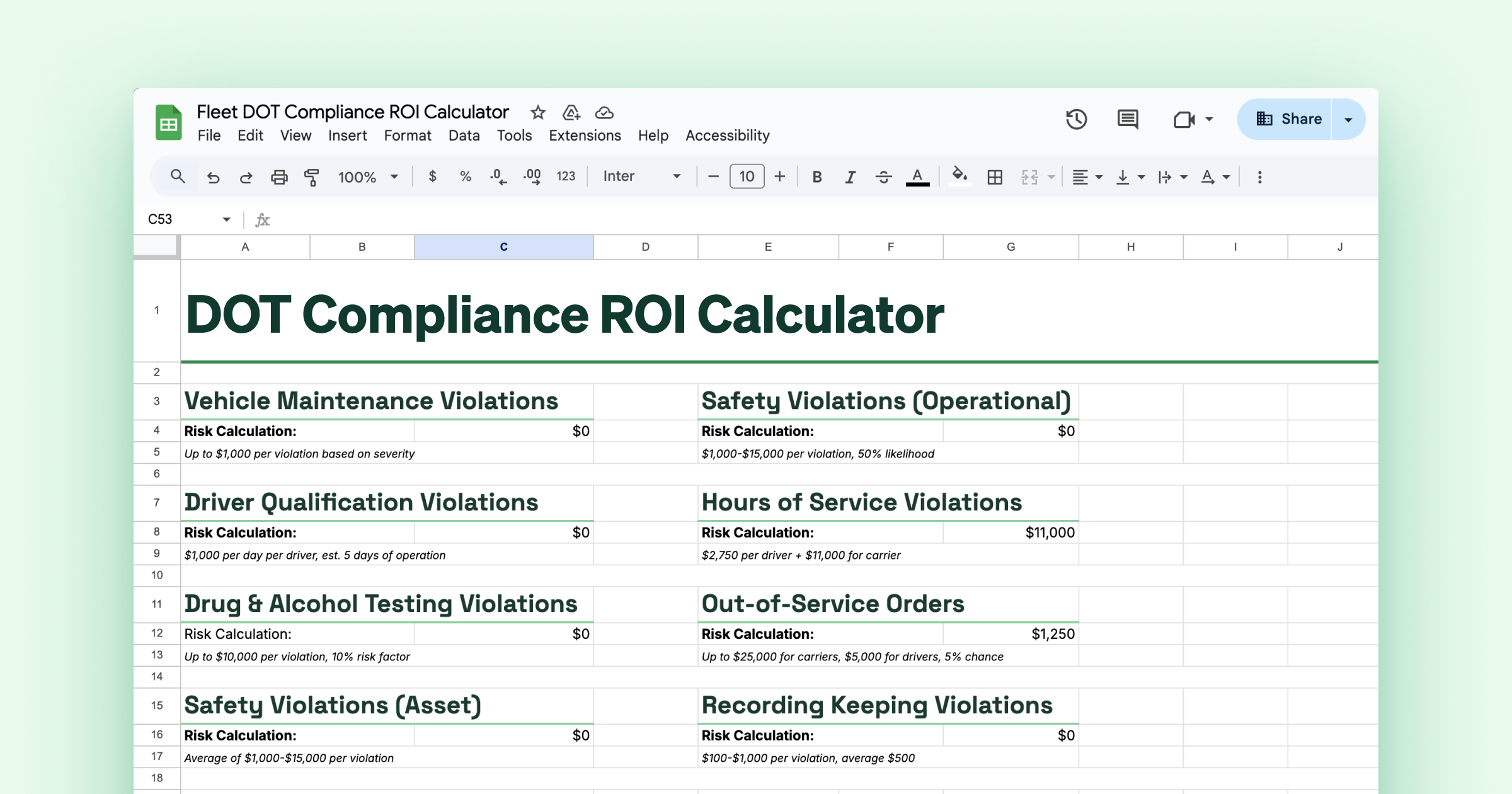 Fleet DOT Compliance ROI Calculator