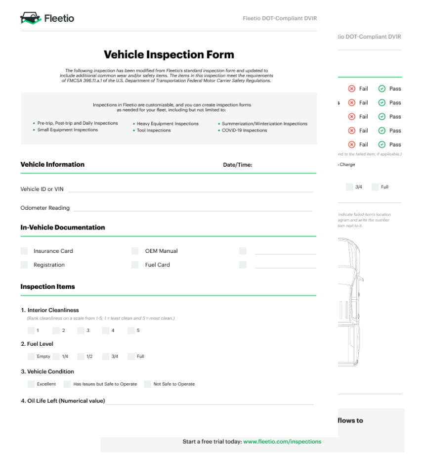 Vehicle Inspection Form Template